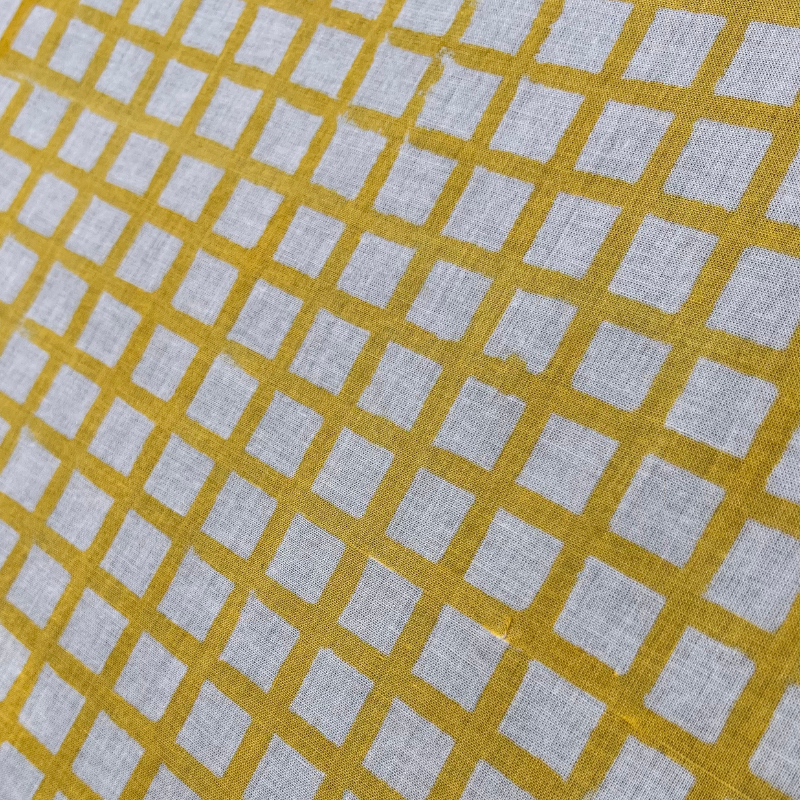 Greta Sunny Grid Cotton Block Print . $22.00/metre