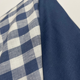 Ginny Gingham Denim 100% Linen . $36.00/metre