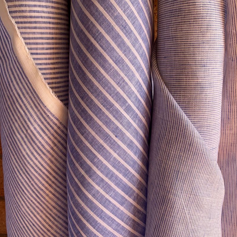 Ada 100% European Linen Sky Stripe . $44.00/metre